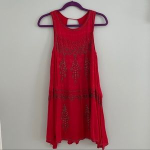 Free People Red Beaded Dress